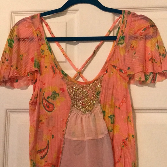 Free People peach pink top - Picture 2 of 4